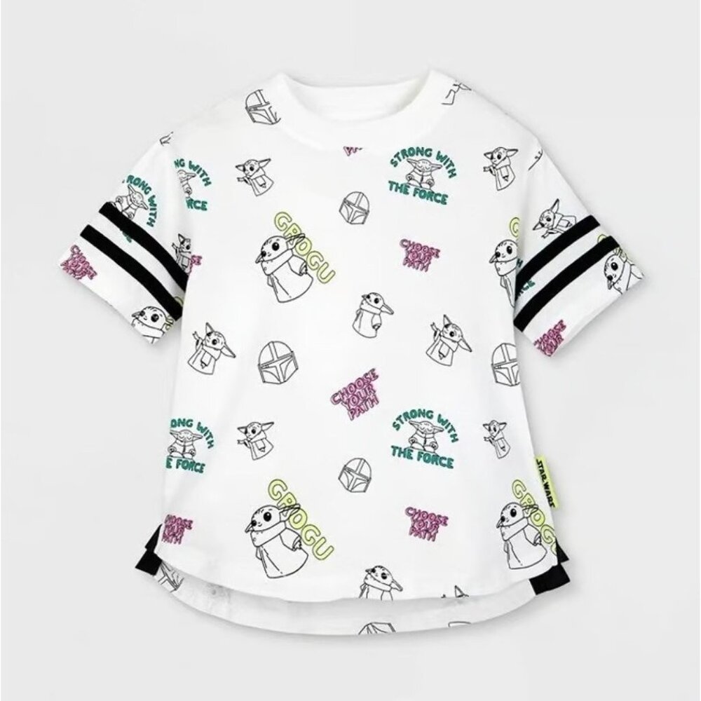 Disney Star Wars The Mandalorian Artwork Design Ringer Tee - Girls' Medium 8/10 - Picture 1 of 8